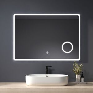 Heilmetz Backlit Illuminated Bathroom Mirror with Shaver Socket 1000×700mm, Wall Mounted Multifunction LED Bathroom Vanity Mirror with Touch Switch + Heilmetz Backlit Illuminated Bathroom Mirror with Shaver Socket 1000×700mm, Wall Mounted Multifunction LED Bathroom Vanity Mirror with Touch Switch +