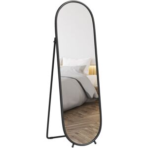 Homcom - Oval Full Length Mirror with Metal Frame Hanging or Leaning Black Homcom - Oval Full Length Mirror with Metal Frame Hanging or Leaning Black