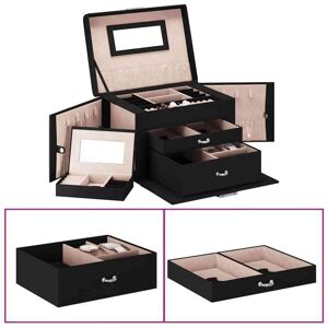 Jewellery Box 3-Layer with Mirror Lockable Black 26x18x17.5 cm Vidaxl Jewellery Box 3-Layer with Mirror Lockable Black 26x18x17.5 cm Vidaxl