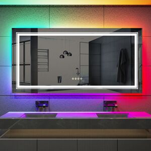 Unho - 1200x600mm Large Illuminated Led Bathroom Mirror with Demister Pad Rectangle rgb Backlit Touch Sensor Switch Unho - 1200x600mm Large Illuminated Led Bathroom Mirror with Demister Pad Rectangle rgb Backlit Touch Sensor Switch