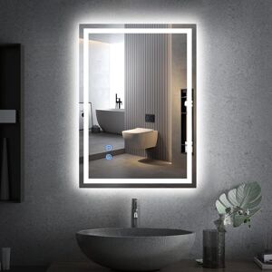 LED Bathroom Mirror Makeup Mirror with 3 Colours Anti-Fog Touch Switch Wall Mounted Vanity Mirrors for Bathrooms Toilets Hallways (50 x 70 CM) LED Bathroom Mirror Makeup Mirror with 3 Colours Anti-Fog Touch Switch Wall Mounted Vanity Mirrors for Bathrooms Toilets Hallways (50 x 70 CM)