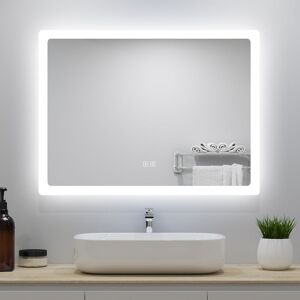 AICA SANITAIRE LED Bathroom Mirror with LED Lights , Demister Touch Sensor Wall Mounted - 700x500mm Bluetooth+Dimmable 3 Light Colour AICA SANITAIRE LED Bathroom Mirror with LED Lights , Demister Touch Sensor Wall Mounted - 700x500mm Bluetooth+Dimmable 3 Light Colour