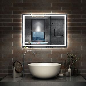 Aica Sanitaire - led Illuminated Bathroom Mirror with Light and Demister 800 x 600 mm SingleTouch Sensor Control Aica Sanitaire - led Illuminated Bathroom Mirror with Light and Demister 800 x 600 mm SingleTouch Sensor Control