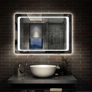 Aica Sanitaire - led Illuminated Bathroom Mirror with Light and Demister 800 x 600 mm Motion Sensor Control Aica Sanitaire - led Illuminated Bathroom Mirror with Light and Demister 800 x 600 mm Motion Sensor Control