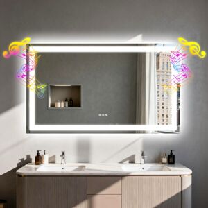 LUVODI Bathroom Vanity Mirror with Lights and Bluetooth Speaker Makeup Mirror Dimmable, 70 x 120cm LUVODI Bathroom Vanity Mirror with Lights and Bluetooth Speaker Makeup Mirror Dimmable, 70 x 120cm