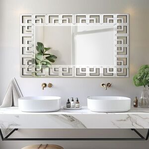 Luvodi - Large Bathroom Mirror Wall Mounted 3D Luxury Silver Wall Mirror Modern Artistic Mirror Hallway Decor, Rectangular 70cm x 120cm Luvodi - Large Bathroom Mirror Wall Mounted 3D Luxury Silver Wall Mirror Modern Artistic Mirror Hallway Decor, Rectangular 70cm x 120cm