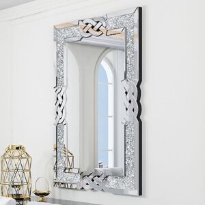 Luvodi - Large Bathroom Mirror Wall Mounted 3D Luxury Silver Wall Mirror Modern Artistic Mirror Hallway Decor, Rectangular 90cm x 60cm Luvodi - Large Bathroom Mirror Wall Mounted 3D Luxury Silver Wall Mirror Modern Artistic Mirror Hallway Decor, Rectangular 90cm x 60cm
