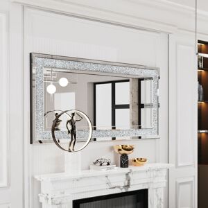 LUVODI - Modern Silver Rectangular Wall Mirror - 120x60cm LUVODI - Modern Silver Rectangular Wall Mirror - 120x60cm
