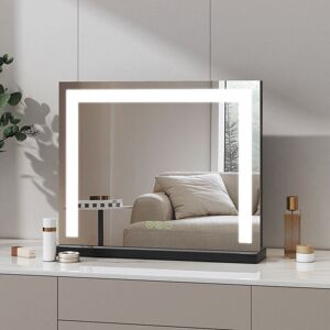 Meykoers - Hollywood Dressing Table Mirror 50x42cm Black Border led Vanity Mirror with Variable Light & 3 Color lights Cosmetic Mirror Meykoers - Hollywood Dressing Table Mirror 50x42cm Black Border led Vanity Mirror with Variable Light & 3 Color lights Cosmetic Mirror