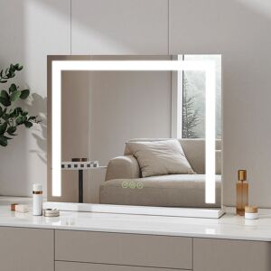 Meykoers - Hollywood Dressing Table Mirror 60x52cm White Border led Vanity Mirror with Variable Light & 3 Color lights Cosmetic Mirror Meykoers - Hollywood Dressing Table Mirror 60x52cm White Border led Vanity Mirror with Variable Light & 3 Color lights Cosmetic Mirror