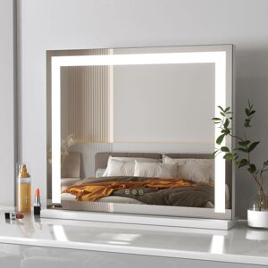 Meykoers - Hollywood Makeup mirror 50x42cm, Tabletop Cosmetic Mirror White Border with 3 Color Lighting Modes, Touch Control Meykoers - Hollywood Makeup mirror 50x42cm, Tabletop Cosmetic Mirror White Border with 3 Color Lighting Modes, Touch Control