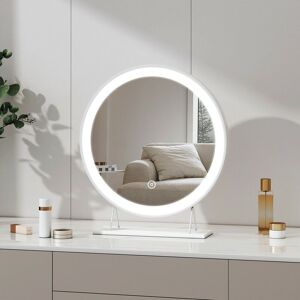Meykoers Hollywood Makeup Mirror ф40cm Dressing Table LED Mirror, White Border, Touch Control, 3 Color Lighting Tabletop Cosmetic Mirror Meykoers Hollywood Makeup Mirror ф40cm Dressing Table LED Mirror, White Border, Touch Control, 3 Color Lighting Tabletop Cosmetic Mirror