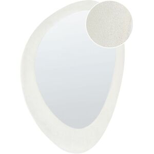 Beliani Wall Mirror Off-White Velvet Irregular Shape 60x90 cm Modern Style Beliani Wall Mirror Off-White Velvet Irregular Shape 60x90 cm Modern Style
