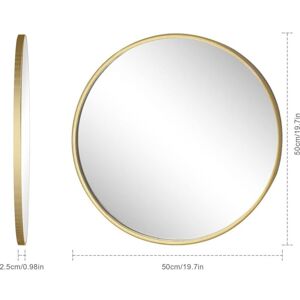 N/Y Trintion Round Wall Mirror 50cm Large Golden Round Metal Wall Mirror Round Frame Home Bathroom Glass Wall Vanity Mirror for Vanity Bathroom N/Y Trintion Round Wall Mirror 50cm Large Golden Round Metal Wall Mirror Round Frame Home Bathroom Glass Wall Vanity Mirror for Vanity Bathroom