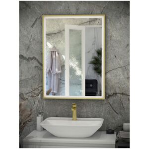 Rak Ceramics - rak Art Brushed Gold 600mm x 800mm Square led Mirror - RAKARTSQBG5002 Rak Ceramics - rak Art Brushed Gold 600mm x 800mm Square led Mirror - RAKARTSQBG5002