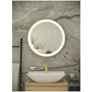 Rak Ceramics - rak Picture Brushed Gold 600mm x 600mm Round Illuminated led Mirror - RAKPICRNBG5001 Rak Ceramics - rak Picture Brushed Gold 600mm x 600mm Round Illuminated led Mirror - RAKPICRNBG5001