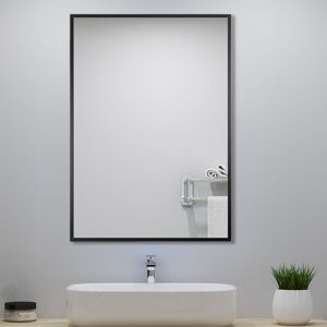 Acezanble - Rectangle Wall Hanging Mirror 60x80cm with Black Frame for Bathroom, Home decoration, Makeup, Shaving Acezanble - Rectangle Wall Hanging Mirror 60x80cm with Black Frame for Bathroom, Home decoration, Makeup, Shaving