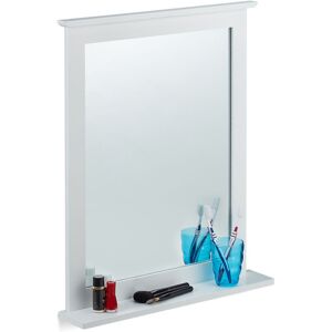 Relaxdays Bamboo Wall Mirror, Shelf, Rectangular Living Room, Bathroom or Hallway Hanging Mirrors, HWD 68 x 56 x 10 cm, White Relaxdays Bamboo Wall Mirror, Shelf, Rectangular Living Room, Bathroom or Hallway Hanging Mirrors, HWD 68 x 56 x 10 cm, White