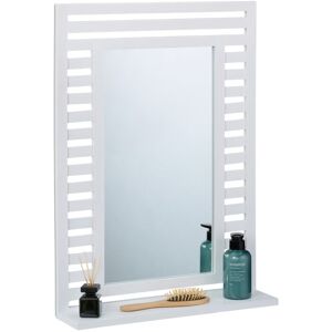 Relaxdays - Bathroom Mirror, with Shelf, Wall Mounted, Walnut Wood Frame, HxWxD: 70x50x12 cm, for Toilet & Hallway, White Relaxdays - Bathroom Mirror, with Shelf, Wall Mounted, Walnut Wood Frame, HxWxD: 70x50x12 cm, for Toilet & Hallway, White