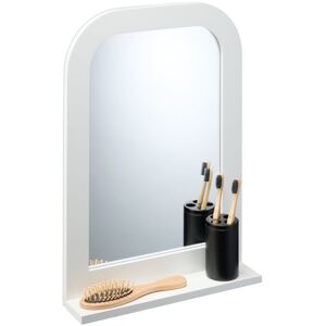 Relaxdays - Bathroom Mirror with Shelf, Rectangular Frame, HxWxD: 54 x 38 x 8.5 cm, Hallway & Toilet, Wall Mounting, White Relaxdays - Bathroom Mirror with Shelf, Rectangular Frame, HxWxD: 54 x 38 x 8.5 cm, Hallway & Toilet, Wall Mounting, White