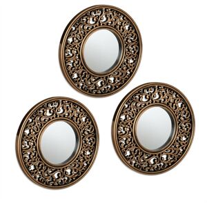 Relaxdays Set of 3 Mirrors, Ø 25 cm, Round, Wall Mounted, Plastic Frame, Vintage Style, Bedroom & Hallway, Gold/Black Relaxdays Set of 3 Mirrors, Ø 25 cm, Round, Wall Mounted, Plastic Frame, Vintage Style, Bedroom & Hallway, Gold/Black