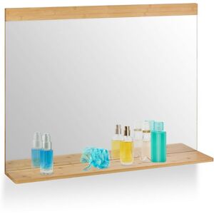 Relaxdays - Wall Mirror with Shelf, Bamboo Frame, HxW 68.5 x 90 cm, Bathroom & Toilet, Hallway & Bedroom, Hanging, Natural Relaxdays - Wall Mirror with Shelf, Bamboo Frame, HxW 68.5 x 90 cm, Bathroom & Toilet, Hallway & Bedroom, Hanging, Natural