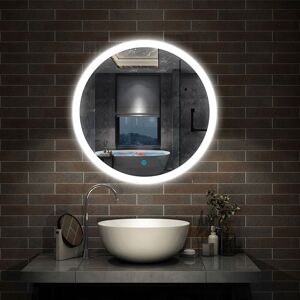 AICA SANITAIRE Round Bathroom Mirror Illuminated LED Light Backlit and Frontlit Makeup Mirror with Sensor Touch control,Dustproof &Anti-fog,Cool White Light - Type AICA SANITAIRE Round Bathroom Mirror Illuminated LED Light Backlit and Frontlit Makeup Mirror with Sensor Touch control,Dustproof &Anti-fog,Cool White Light - Type