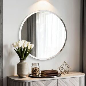 LUVODI Round Bathroom Mirror Wall Mounted Modern Stylish Design with Contemporary Bevelled Edges - 70cm LUVODI Round Bathroom Mirror Wall Mounted Modern Stylish Design with Contemporary Bevelled Edges - 70cm