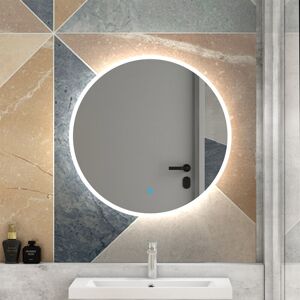 SKY - Round Bathroom Mirror with led Lights Touch Sensor Wall Mounted IP44 Muti-function Bathroom led Mirror - 600mm+6000K Cool White+Anti Fog SKY - Round Bathroom Mirror with led Lights Touch Sensor Wall Mounted IP44 Muti-function Bathroom led Mirror - 600mm+6000K Cool White+Anti Fog