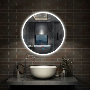 Aica Sanitaire - Round Bathroom Mirror with led Lights Touch Sensor,Cool White Light,Wall Mounted,IP44-600mm White Light - a Aica Sanitaire - Round Bathroom Mirror with led Lights Touch Sensor,Cool White Light,Wall Mounted,IP44-600mm White Light - a