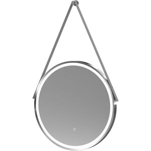 BALTERLEY Round LED Illuminated Touch Sensor Framed Mirror with Demister & Strap, 600mm - Chrome/Grey BALTERLEY Round LED Illuminated Touch Sensor Framed Mirror with Demister & Strap, 600mm - Chrome/Grey