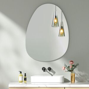 S'afielina - Asymmetrical Wall Mirror 75 x 55cm, Decorative Wall Mirror for Home, Irregular Round Mirror for Washroom Bedroom Living Room Hallway S'afielina - Asymmetrical Wall Mirror 75 x 55cm, Decorative Wall Mirror for Home, Irregular Round Mirror for Washroom Bedroom Living Room Hallway