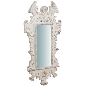 Biscottini - sagomata Made in Italy wood made antiqued white finish Hanging Wall Mirror Biscottini - sagomata Made in Italy wood made antiqued white finish Hanging Wall Mirror