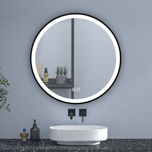 Sky Bathroom - sky 80cm Round Bathroom Anti-Fog led Mirror with 3 Lighting Modes,Black Matel Frame,Memory Function,Touch Switch Sky Bathroom - sky 80cm Round Bathroom Anti-Fog led Mirror with 3 Lighting Modes,Black Matel Frame,Memory Function,Touch Switch