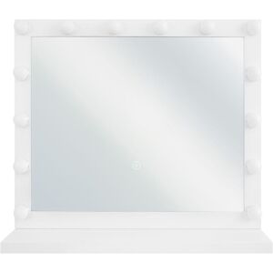 Beliani Vanity Mirror with LED White Metal 50 x 60 cm Rectangular Hollywood Illuminated Bulbs Dressing Table - Vanity Mirror Beliani Vanity Mirror with LED White Metal 50 x 60 cm Rectangular Hollywood Illuminated Bulbs Dressing Table - Vanity Mirror