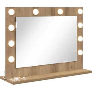 Vanity Mirror with led Strip Lights Artisan Oak 60 x 45 x 18 cm Vidaxl Vanity Mirror with led Strip Lights Artisan Oak 60 x 45 x 18 cm Vidaxl