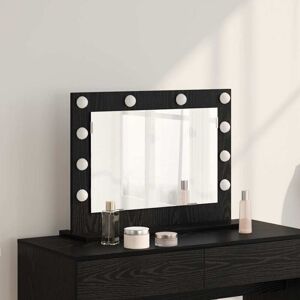 Vanity Mirror with led Strip Lights Black Oak 60 x 45 x 18 cm Vidaxl Vanity Mirror with led Strip Lights Black Oak 60 x 45 x 18 cm Vidaxl