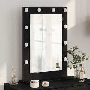 Vanity Mirror with LED Strip Lights Black Oak 70 x 50 x 18 cm vidaXL Vanity Mirror with LED Strip Lights Black Oak 70 x 50 x 18 cm vidaXL