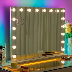 FENCHILIN Vanity Mirror with RGB Lights 80 x 58cm Hollywood Makeup Mirror with 18 Dimmable Bulbs Lighted Vanity Mirror with Smart Touch for Bedroom FENCHILIN Vanity Mirror with RGB Lights 80 x 58cm Hollywood Makeup Mirror with 18 Dimmable Bulbs Lighted Vanity Mirror with Smart Touch for Bedroom