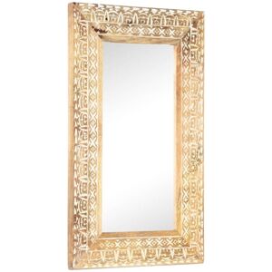 vidaXL Solid Mango Wood Hand-Carved Mirror Wall Makeup Decor - 80x50cm vidaXL Solid Mango Wood Hand-Carved Mirror Wall Makeup Decor - 80x50cm
