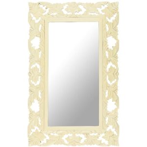 vidaXL White Hand Carved Mango Wood Mirror - 80x50 cm Decorative & Solid vidaXL White Hand Carved Mango Wood Mirror - 80x50 cm Decorative & Solid