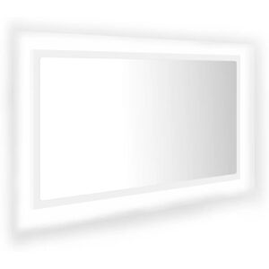 vidaXL LED Bathroom Mirror White Acrylic - Bathroom Mirror vidaXL LED Bathroom Mirror White Acrylic - Bathroom Mirror