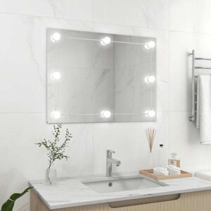 Wall Frameless Mirror with LED Lights Rectangular Glass vidaXL Wall Frameless Mirror with LED Lights Rectangular Glass vidaXL