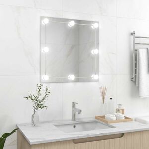 Wall Mirror with LED Lights Square Glass vidaXL Wall Mirror with LED Lights Square Glass vidaXL