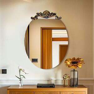 Luvodi - Vintage Baroque Oval Mirror Antique Brass Wall Mirror for Entryway Fireplace Hallway Bathroom Living Room - 70cm x 90cm Luvodi - Vintage Baroque Oval Mirror Antique Brass Wall Mirror for Entryway Fireplace Hallway Bathroom Living Room - 70cm x 90cm
