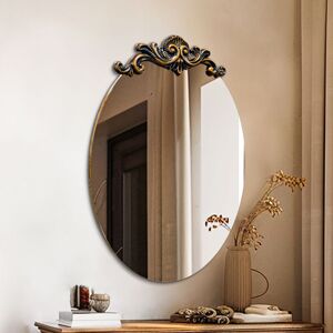 LUVODI Vintage Baroque Oval Mirror Antique Brass Wall Mirror for Entryway Fireplace Hallway Bathroom Living Room - 60cm x 80cm LUVODI Vintage Baroque Oval Mirror Antique Brass Wall Mirror for Entryway Fireplace Hallway Bathroom Living Room - 60cm x 80cm