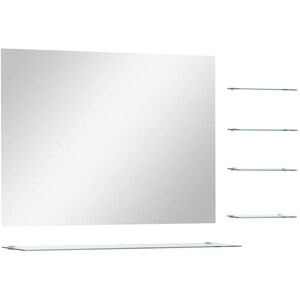 vidaXL Wall Mirror with 5 Shelves Silver - Bathroom Vanity Decor vidaXL Wall Mirror with 5 Shelves Silver - Bathroom Vanity Decor
