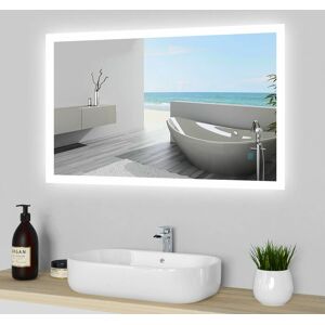 AICA SANITAIRE Wall Mounted Illuminated LED Bathroom Mirror with Lights Sensor Touch with Demister Pad - 1000 x 600mm AICA SANITAIRE Wall Mounted Illuminated LED Bathroom Mirror with Lights Sensor Touch with Demister Pad - 1000 x 600mm