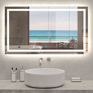 Aica Sanitaire - Wall Mounted led Bathroom Mirror with led Lights, Demister Touch Sensor Switch IP44 Waterproof and Dustproof - Horizontal 1100x700mm Aica Sanitaire - Wall Mounted led Bathroom Mirror with led Lights, Demister Touch Sensor Switch IP44 Waterproof and Dustproof - Horizontal 1100x700mm