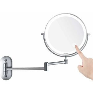 Alwaysh - Wall-Mounted Magnifying Mirror Wall-Mounted Cosmetic Mirror Telescope, Mirror x10 Extendable, 360° Swivel, Powered by 4 aaa Batteries Alwaysh - Wall-Mounted Magnifying Mirror Wall-Mounted Cosmetic Mirror Telescope, Mirror x10 Extendable, 360° Swivel, Powered by 4 aaa Batteries